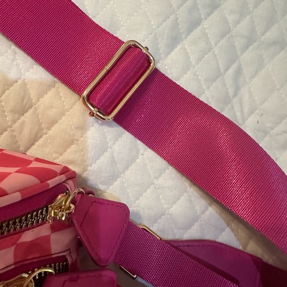 Pink and White Checkered Bumbag with Adjustable Strap - Picture 2 of 4